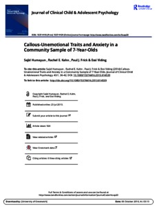 Greenwich Academic Literature Archive - Callous-unemotional traits and ...