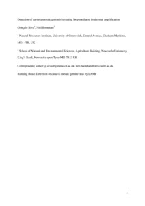 Greenwich Academic Literature Archive - Detection of cassava mosaic ...