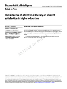 Greenwich Academic Literature Archive - The influence of affective AI ...